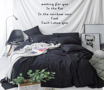 3D Black Vertical Stripes 40026 Bed Pillowcases Quilt