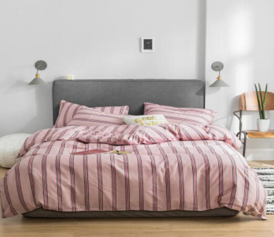 3D Pink Vertical Stripes 17127 Bed Pillowcases Quilt