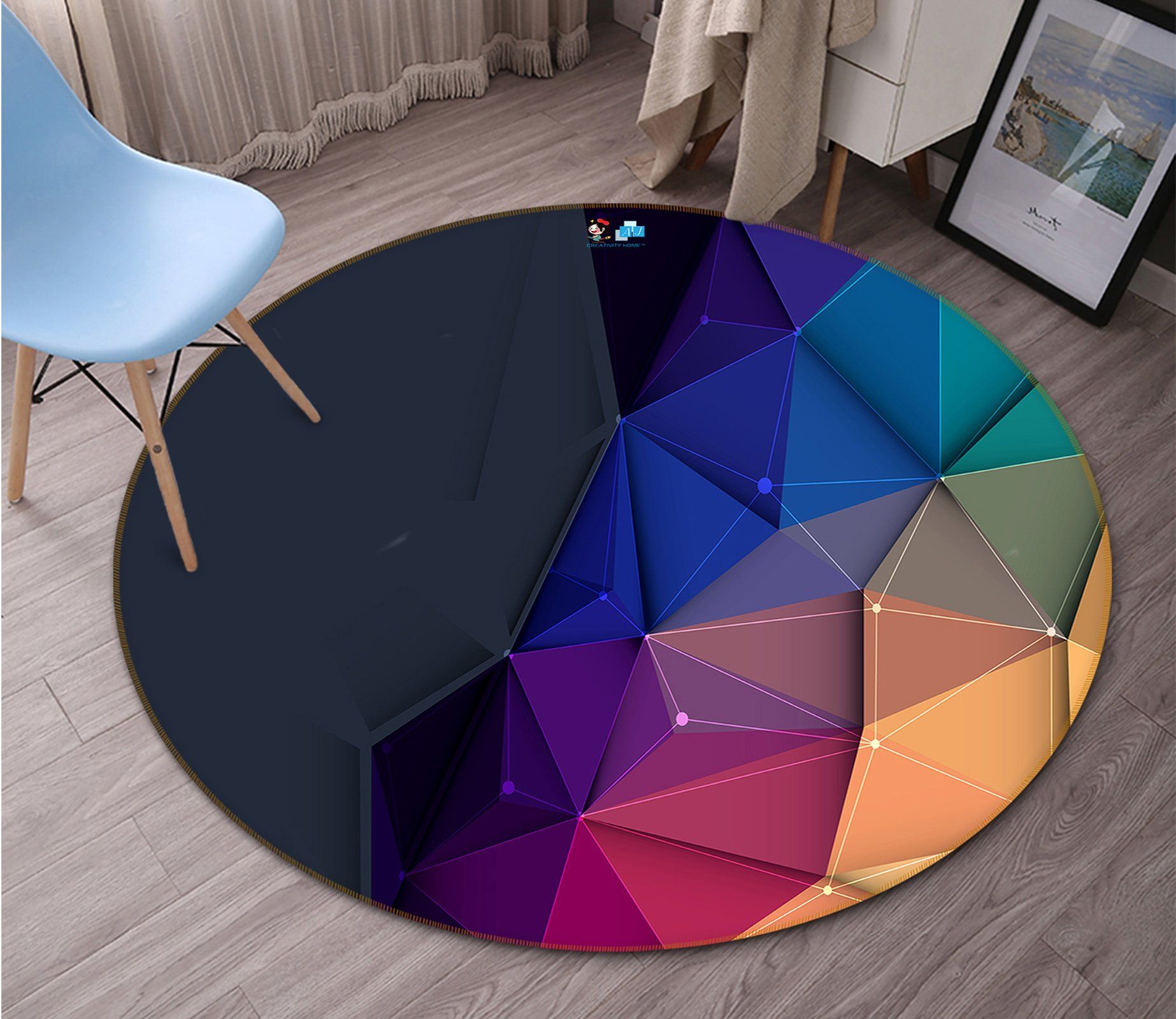 3D Stereoscopic Triangle 102 Round Non Slip Rug Mat Mat AJ Creativity Home 