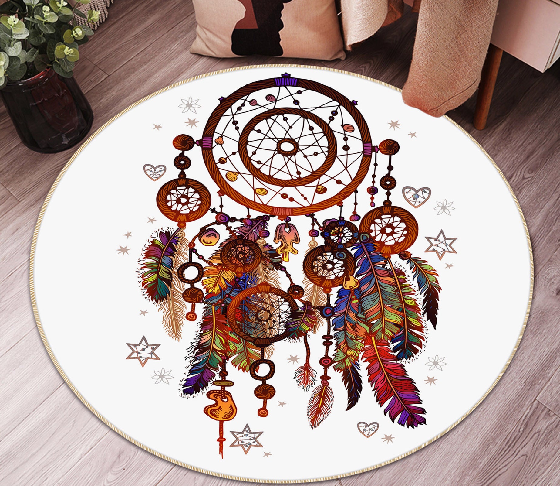 3D Dreamcatcher 29075 Round Non Slip Rug Mat