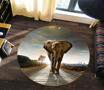 3D Elephant 72218 Round Non Slip Rug Mat