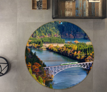 3D River Bridge 69132 Round Non Slip Rug Mat