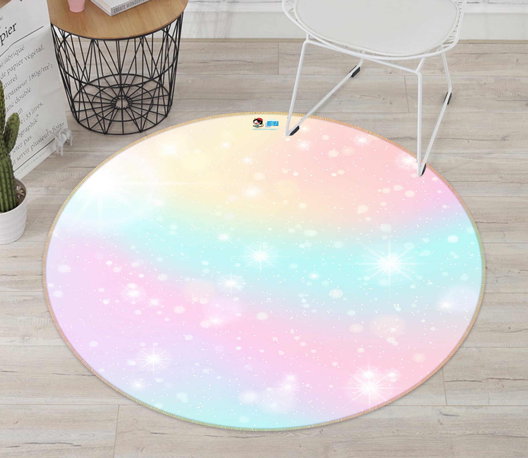 3D Color Star Point 81026 Round Non Slip Rug Mat