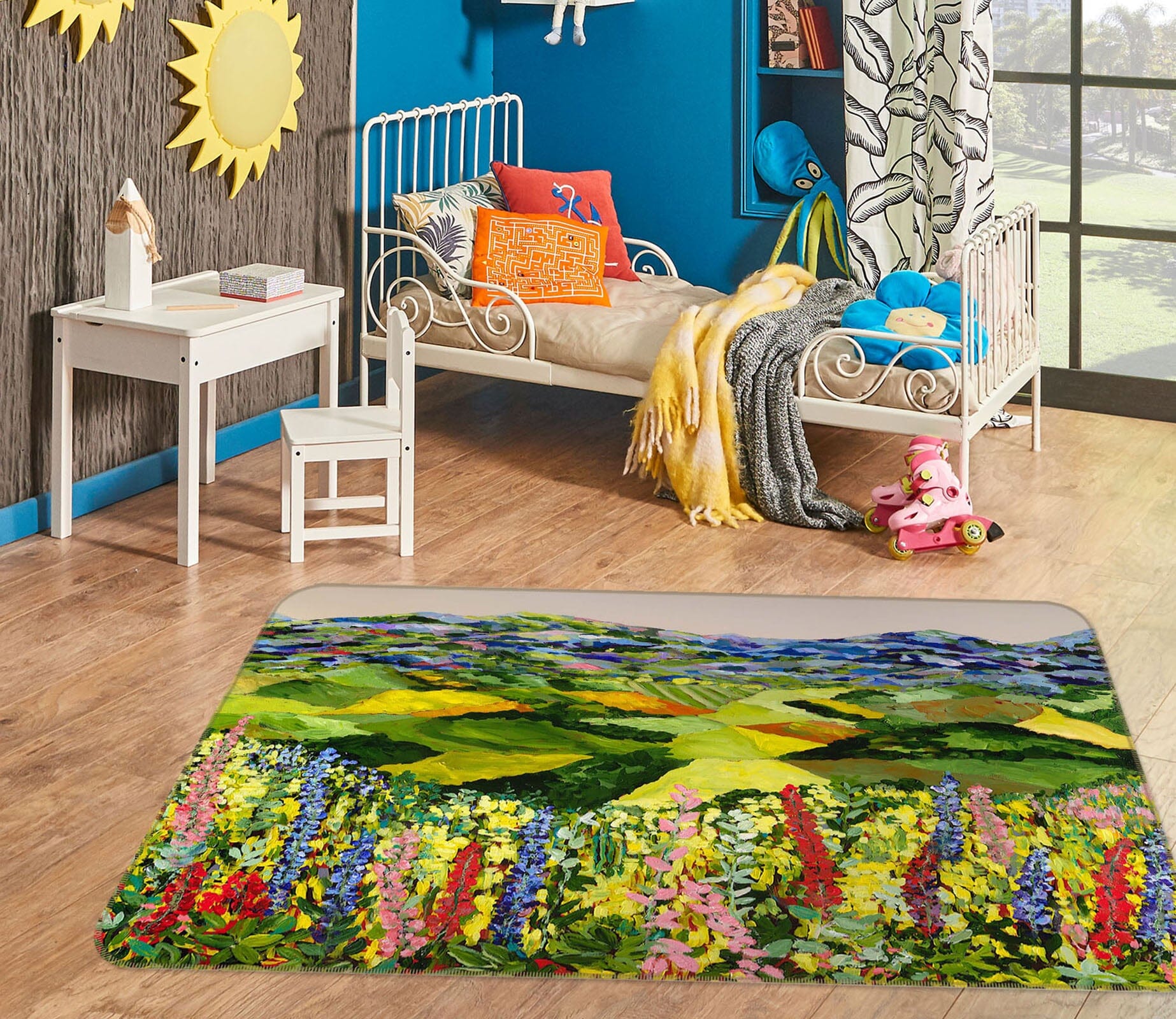 3D Yellow Flowers 1013 Allan P. Friedlander Rug Non Slip Rug Mat Mat AJ Creativity Home 