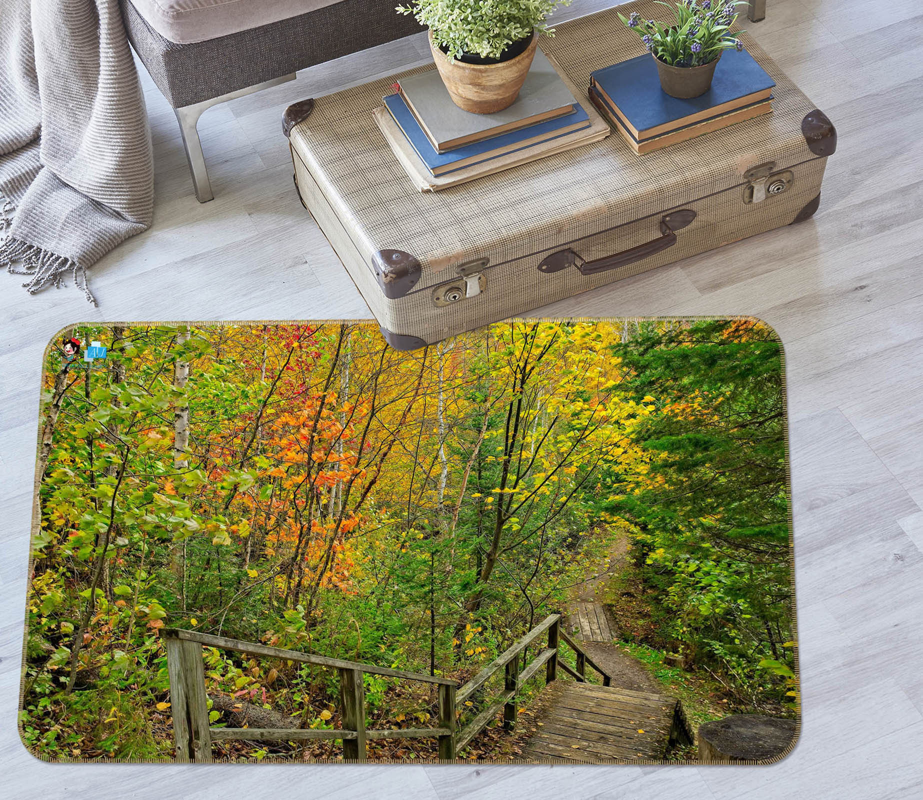 3D Forest Staircase 62044 Kathy Barefield Rug Non Slip Rug Mat