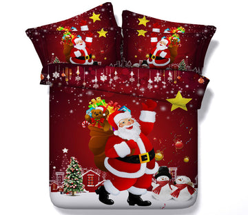 3D Santa Gift 46091 Christmas Quilt Duvet Cover Xmas Bed Pillowcases