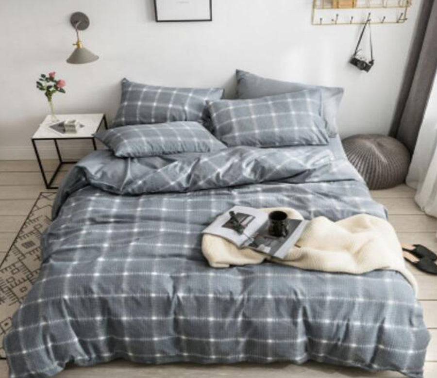 3D Gray Grid 15081 Bed Pillowcases Quilt