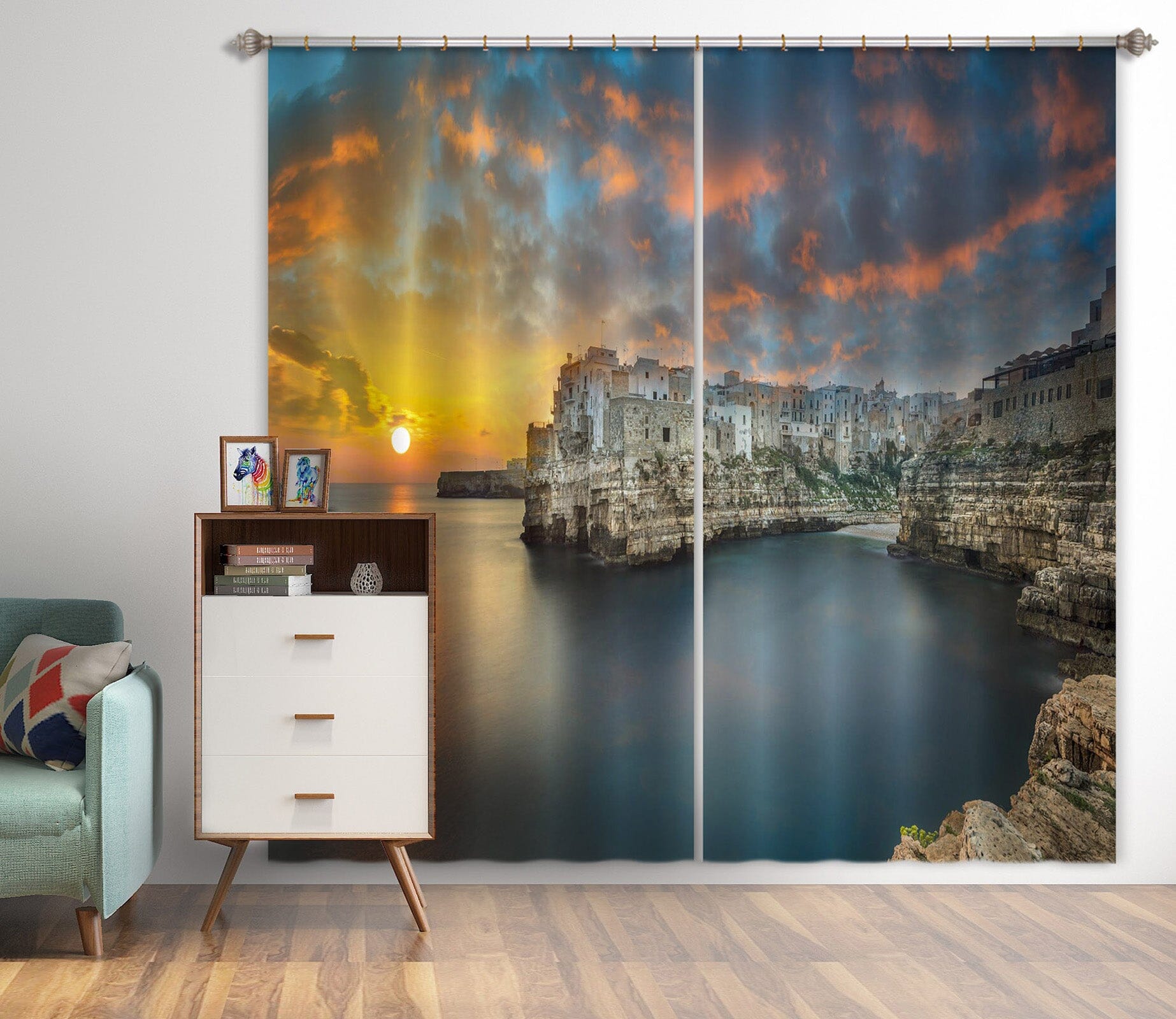 3D Sunset City 170 Marco Carmassi Curtain Curtains Drapes Curtains AJ Creativity Home 