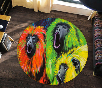 3D Apes 37244 Animal Round Non Slip Rug Mat