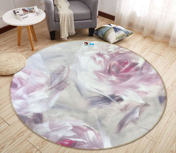 3D Gentle Pink Flower 4043 Skromova Marina Rug Round Non Slip Rug Mat