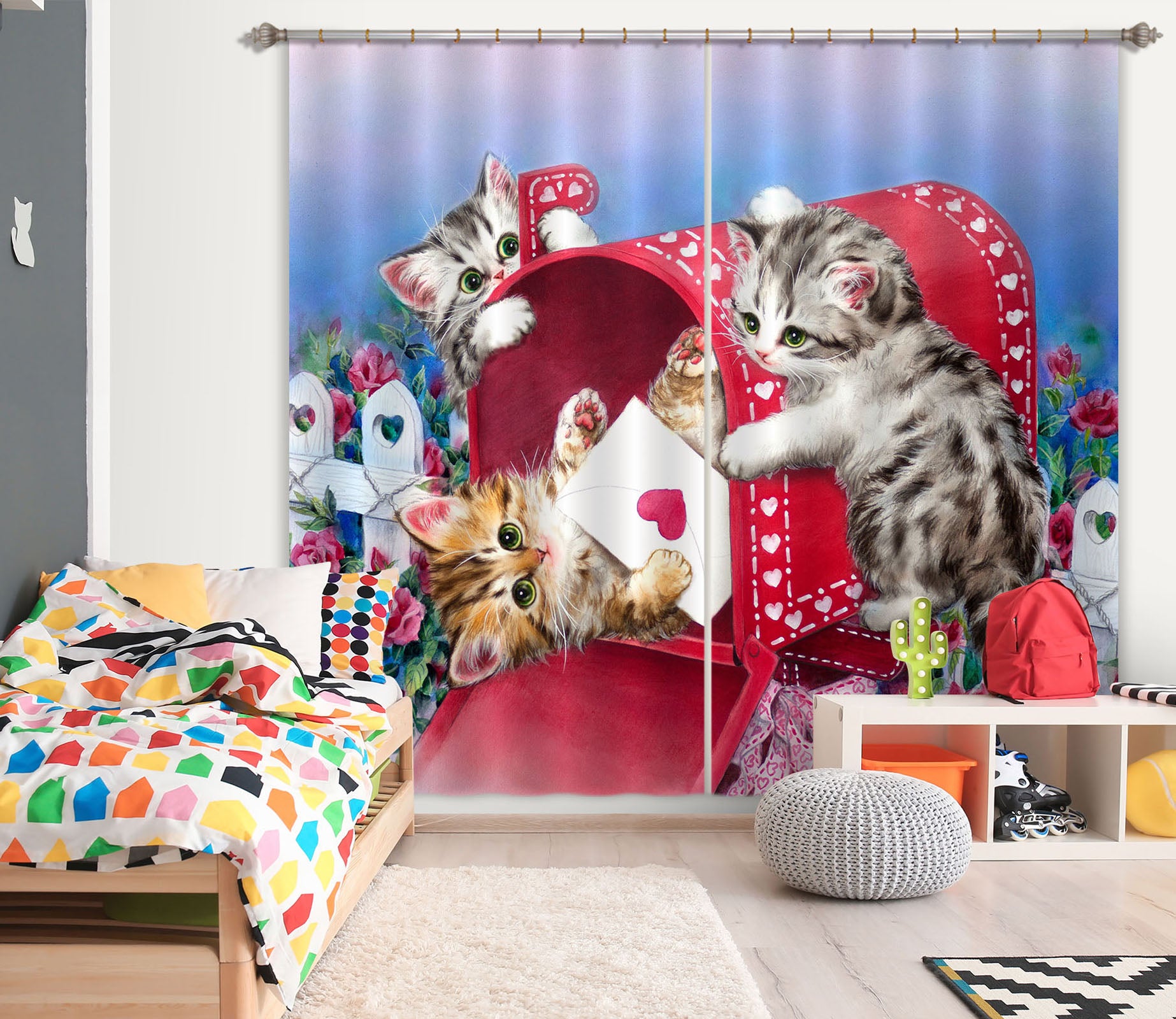 3D Mailbox Cat 9103 Kayomi Harai Curtain Curtains Drapes