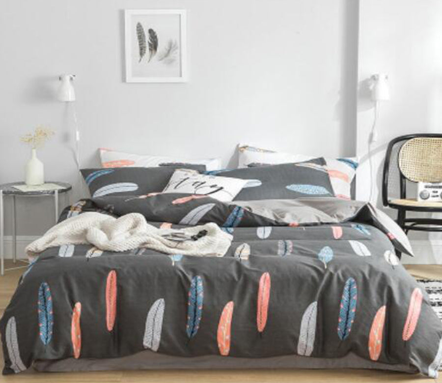 3D Colorful Feathers On Black 30219 Bed Pillowcases Quilt