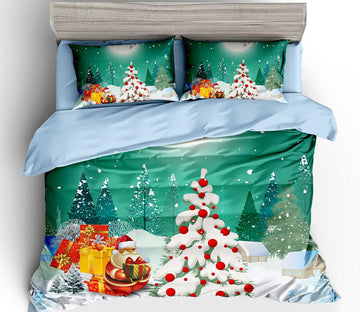 3D Christmas Tree Gift 46066 Christmas Quilt Duvet Cover Xmas Bed Pillowcases