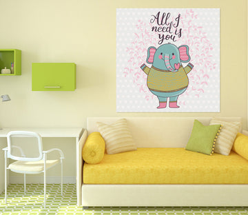 3D Cute Elephant 1005 Wall Sticker
