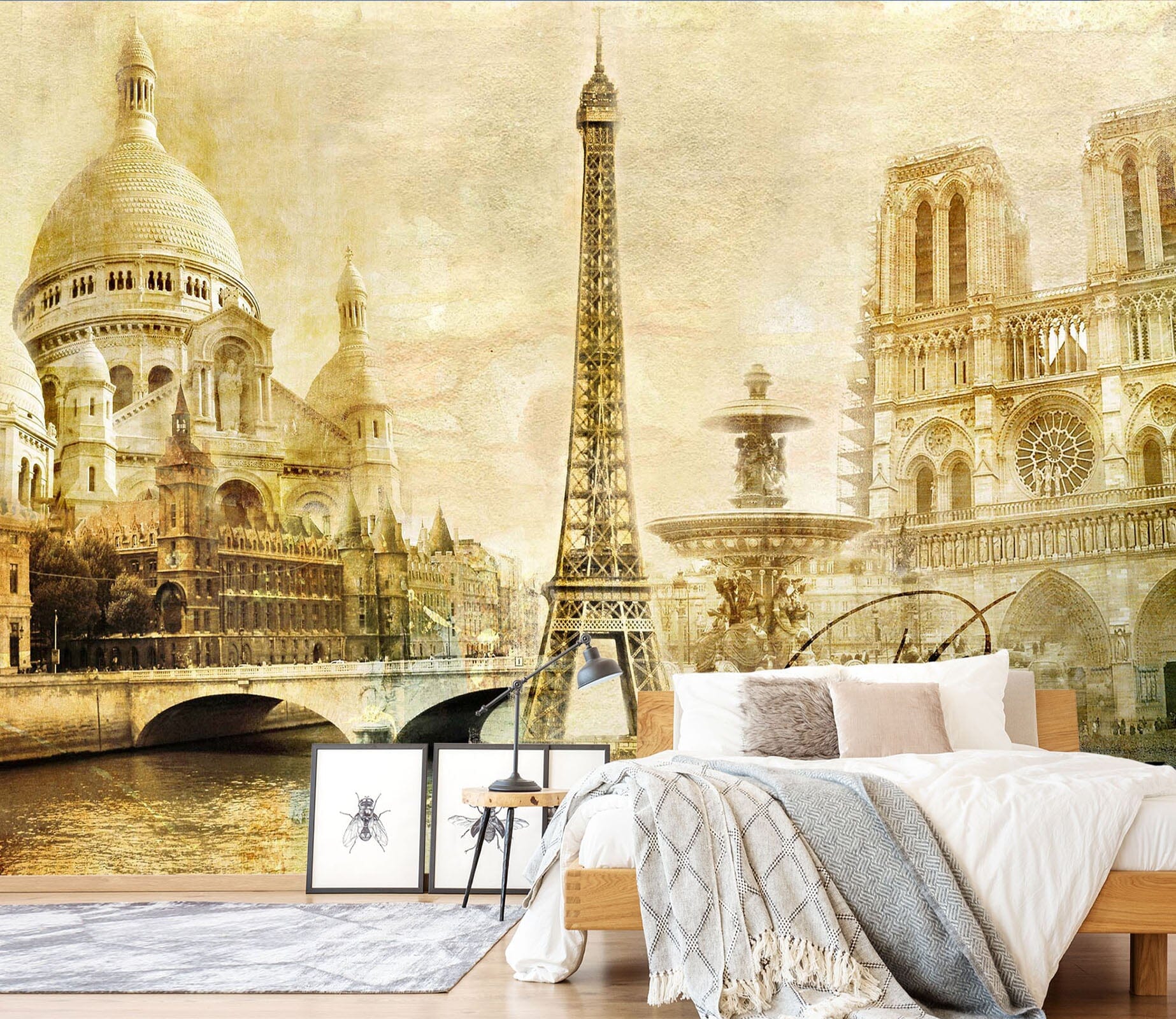 3D Yellow Retro Paris Tower 054 Wall Murals Wallpaper AJ Wallpaper 2 
