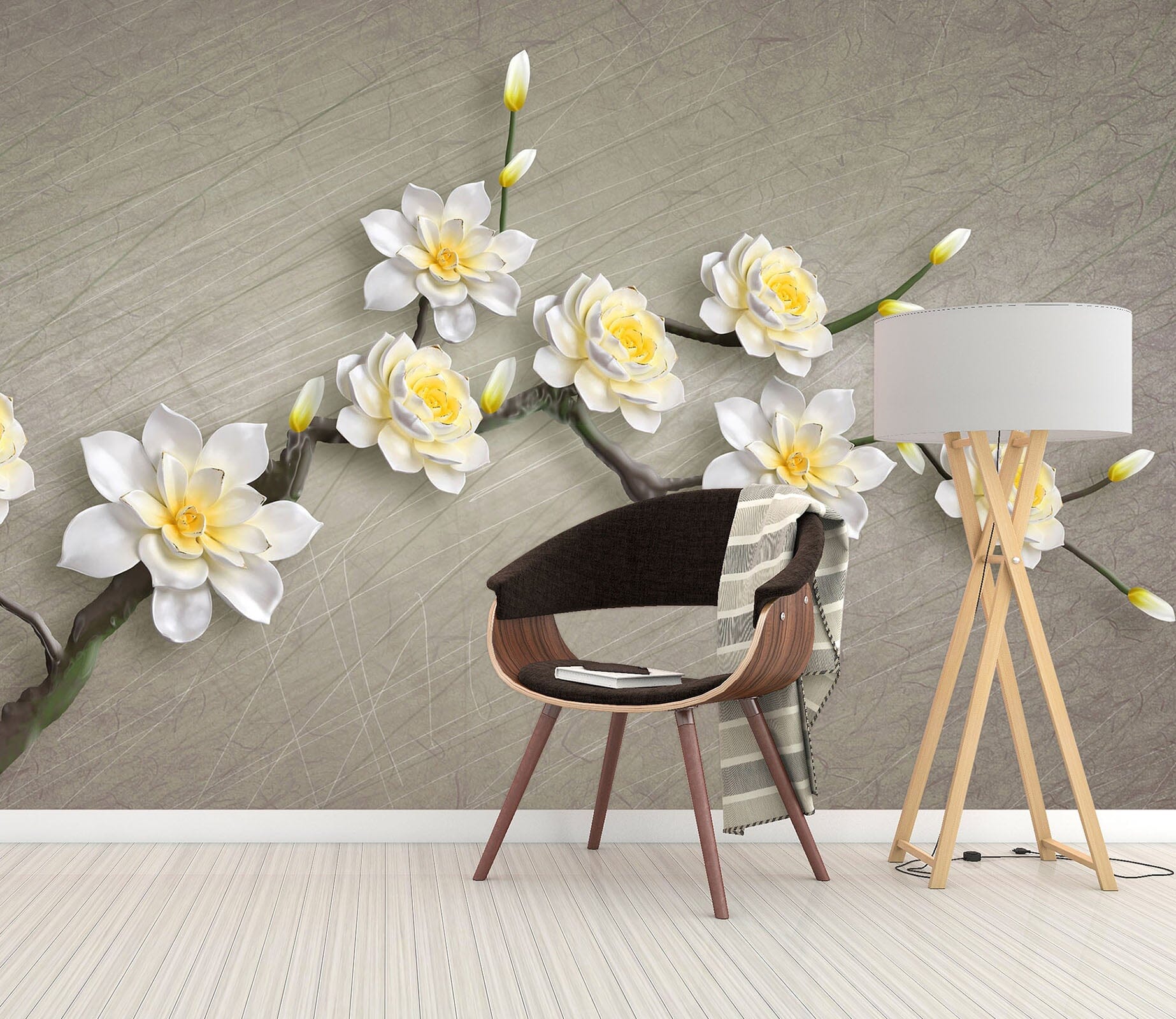 3D White Flowers 1465 Wall Murals Wallpaper AJ Wallpaper 2 