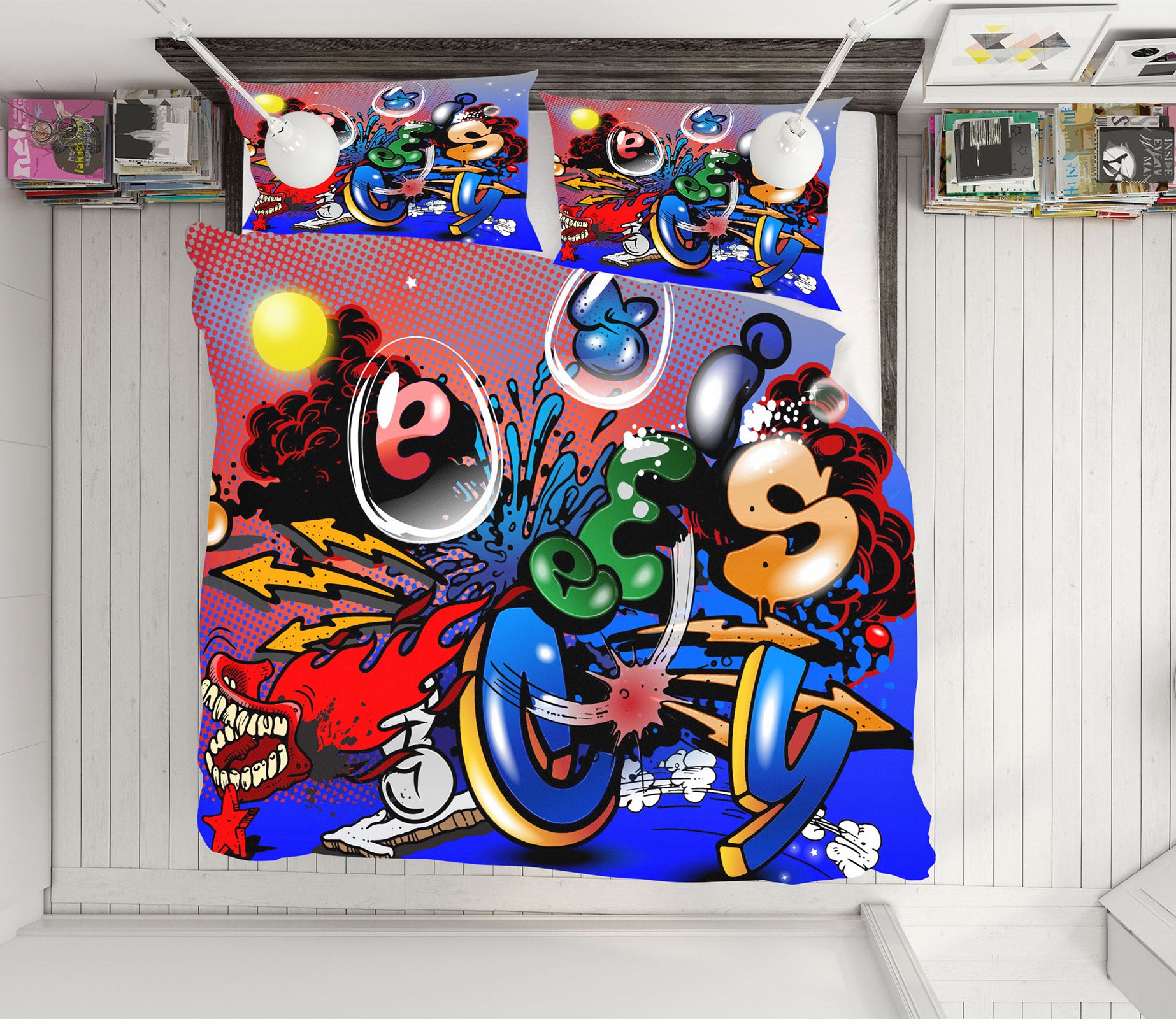 3D Colorful Graffiti Font 60072 Bed Pillowcases Quilt