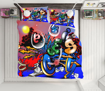 3D Colorful Graffiti Font 60072 Bed Pillowcases Quilt