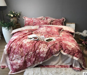 3D Red Flowers 40047 Bed Pillowcases Quilt