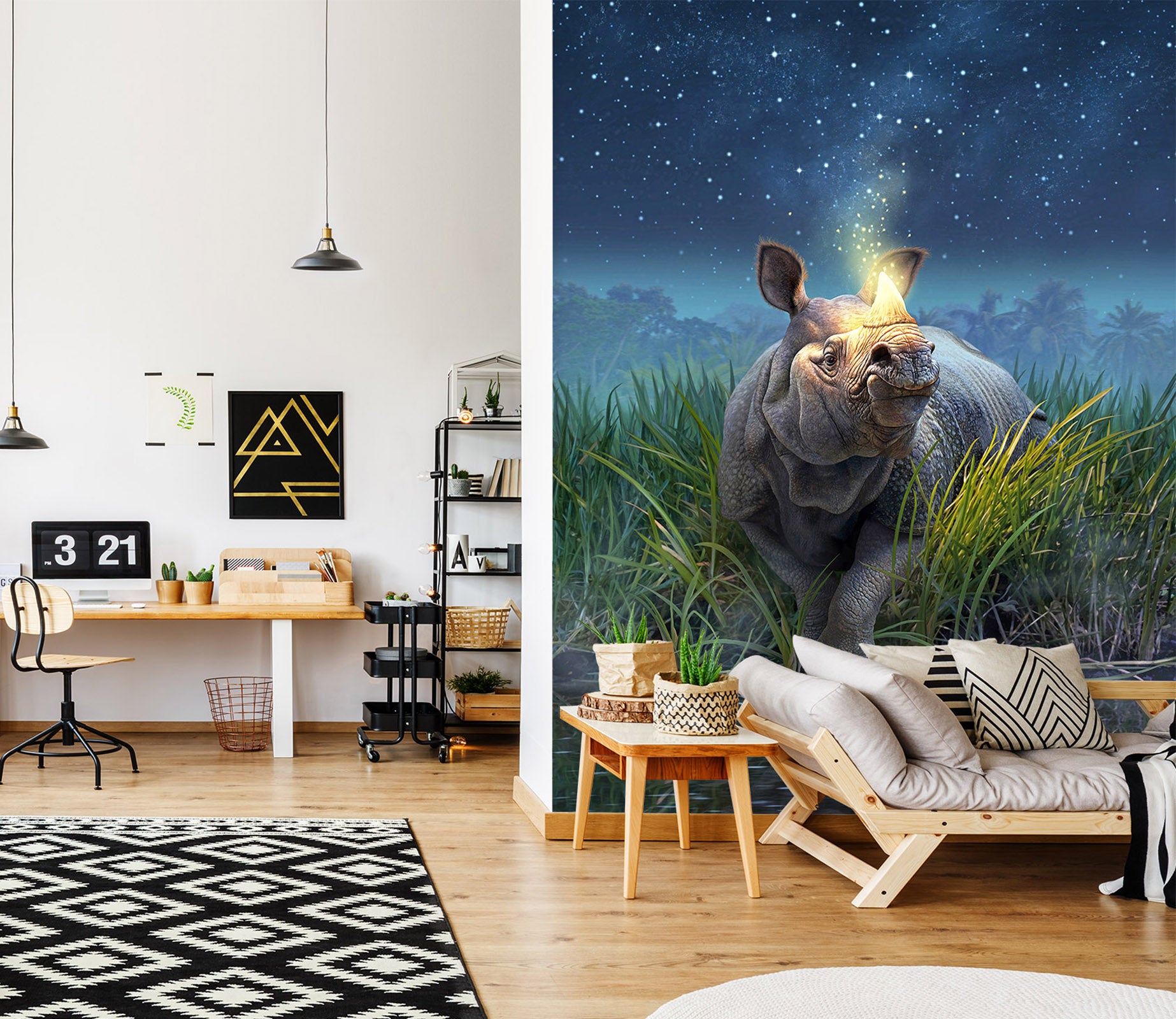 3D Rhinoceros Unicornis 85046 Jerry LoFaro Wall Mural Wall Murals