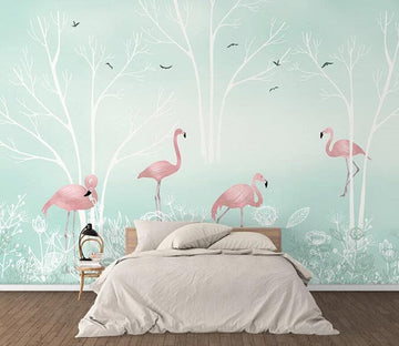 3D Pink Flamingo 2590 Wall Murals