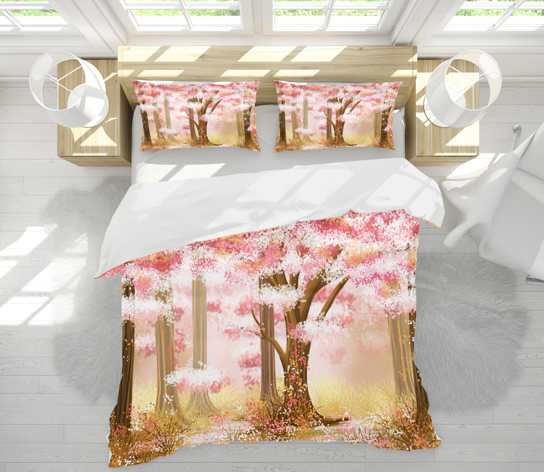 3D Pink Tree 60204 Bed Pillowcases Quilt