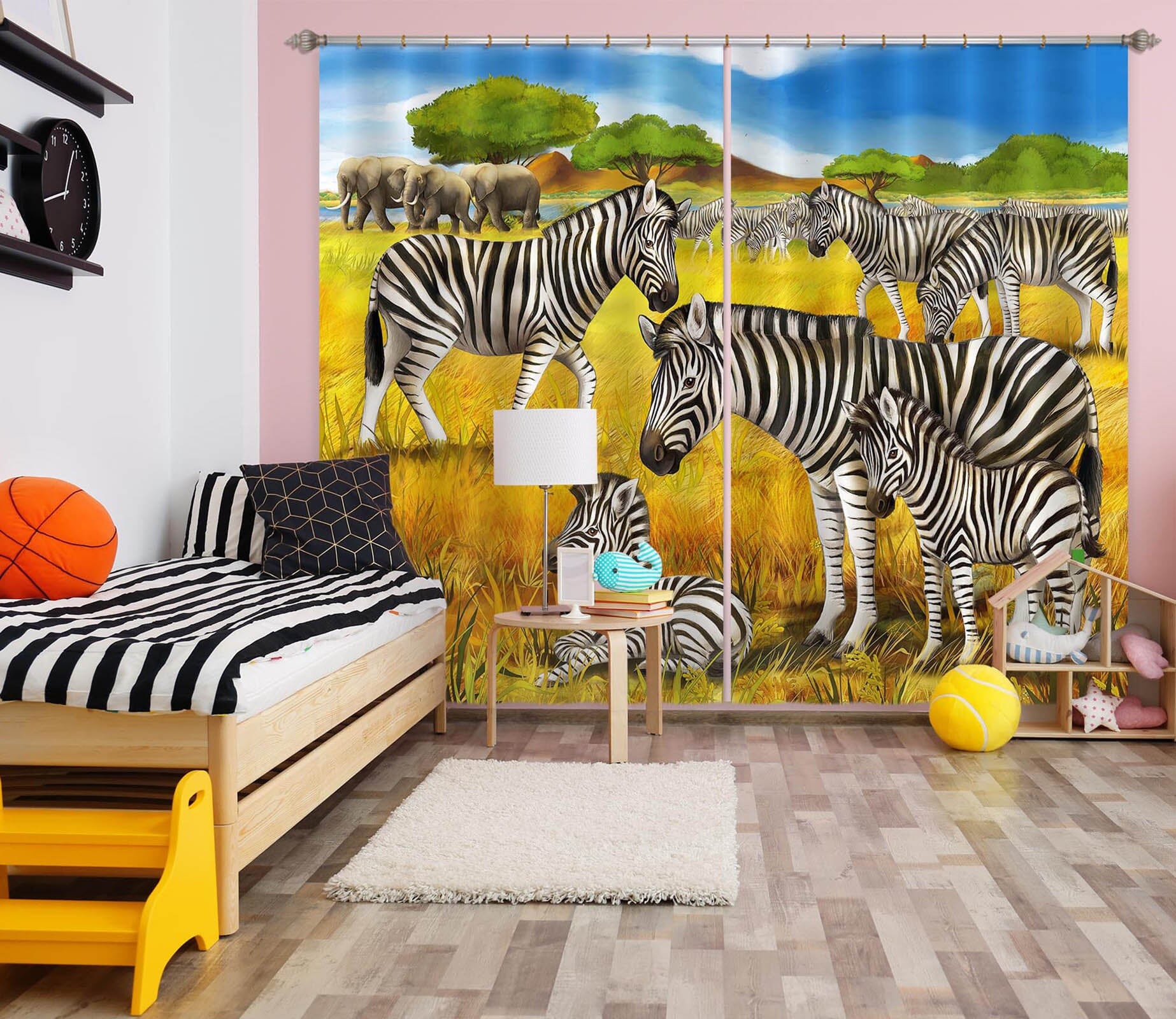 3D Steppe Zebra 798 Curtains Drapes Wallpaper AJ Wallpaper 