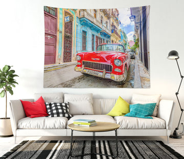 3D Alley Red Car 112183 Assaf Frank Tapestry Hanging Cloth Hang