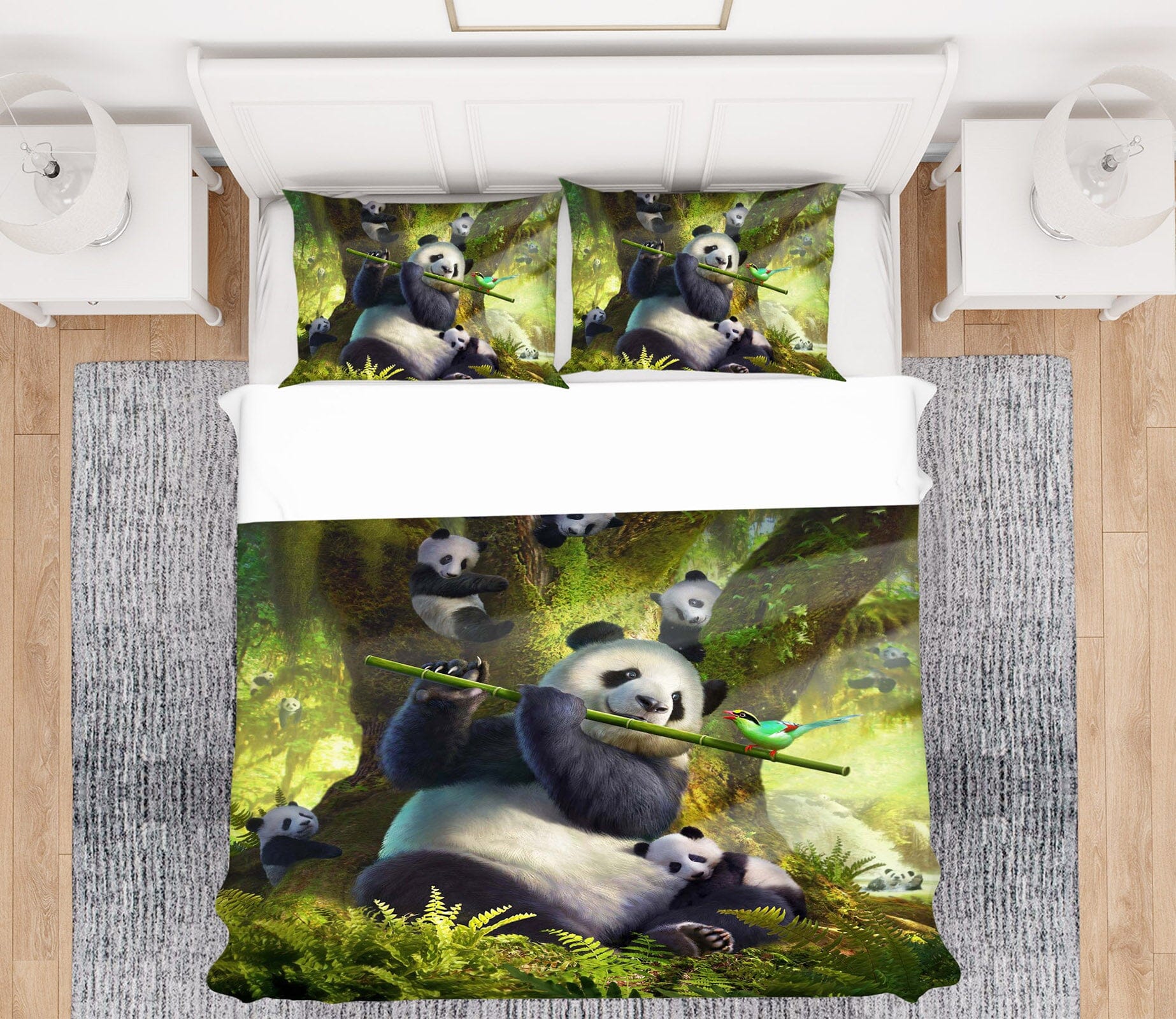 3D Panda Bear 2129 Jerry LoFaro bedding Bed Pillowcases Quilt Quiet Covers AJ Creativity Home 