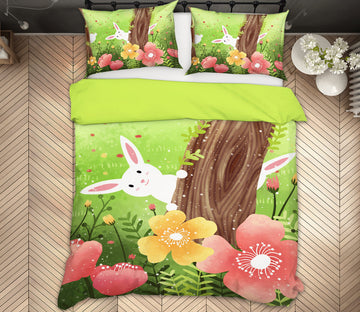 3D Flowers Trees Rabbit 12008 Bed Pillowcases Quilt