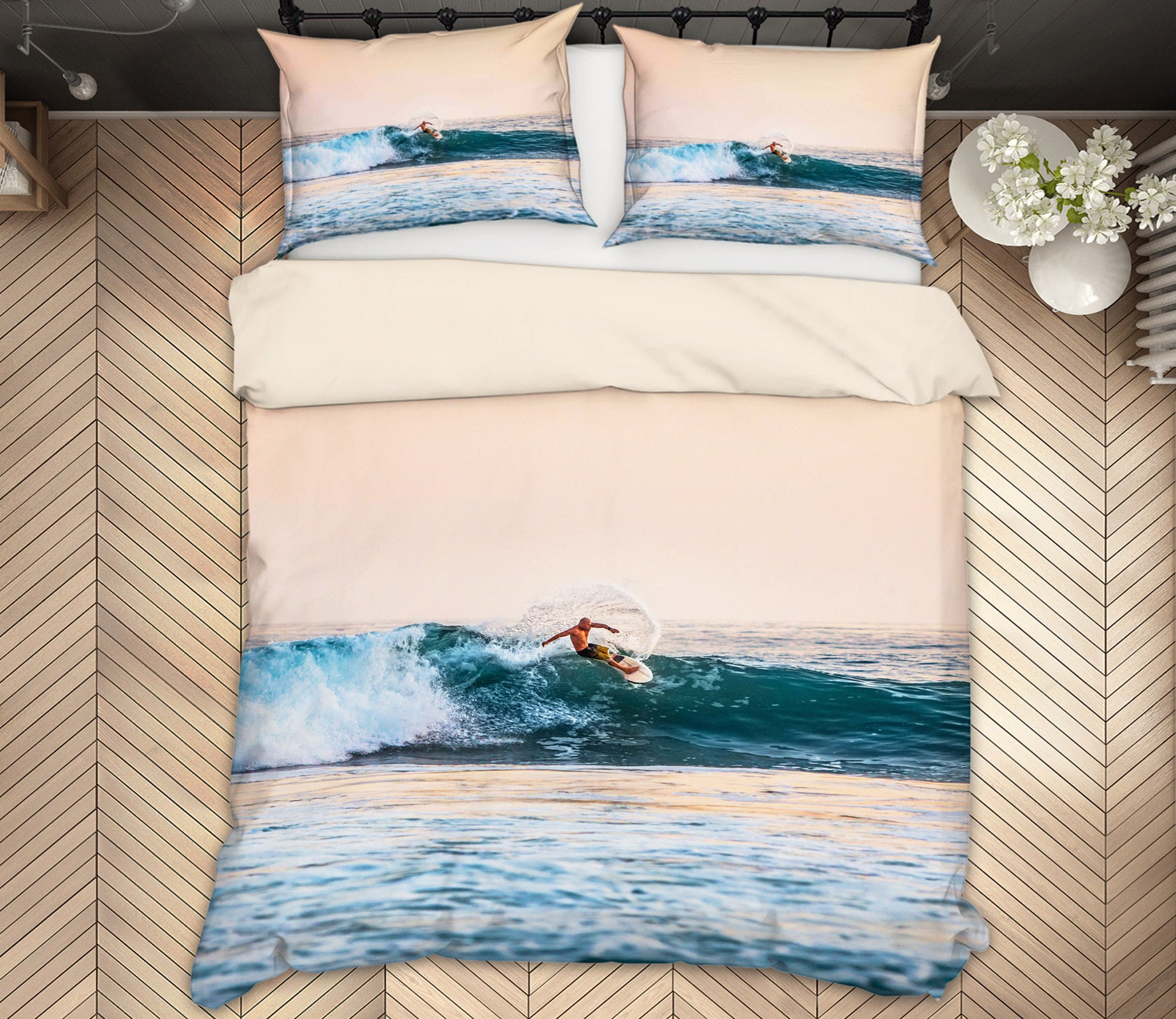 3D Surfing At Sea 14089 Bed Pillowcases Quilt