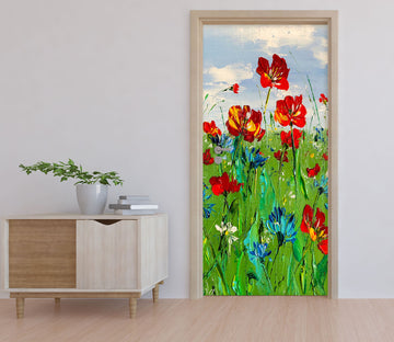 3D Red Flower 3308 Skromova Marina Door Mural