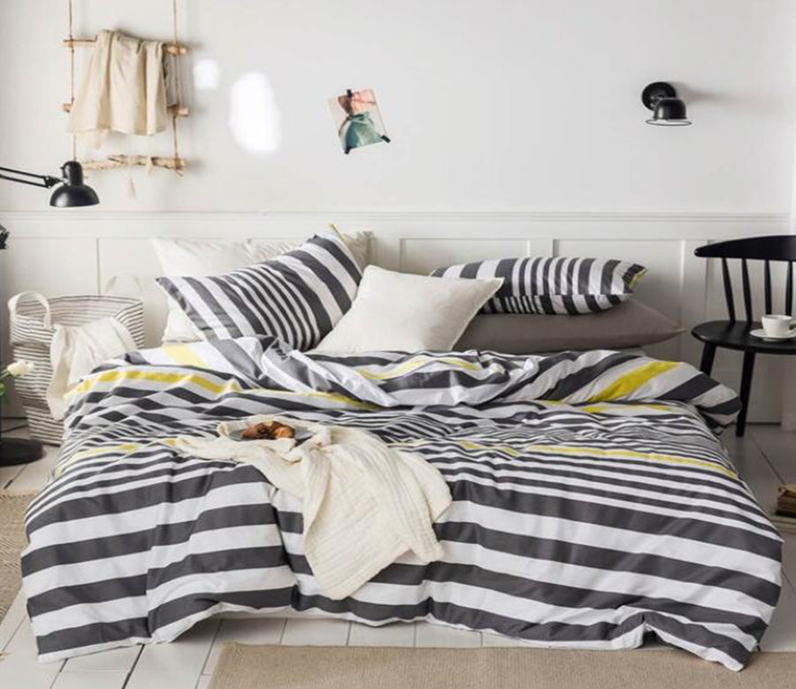 3D Black And White Horizontal Stripes 2200 Bed Pillowcases Quilt