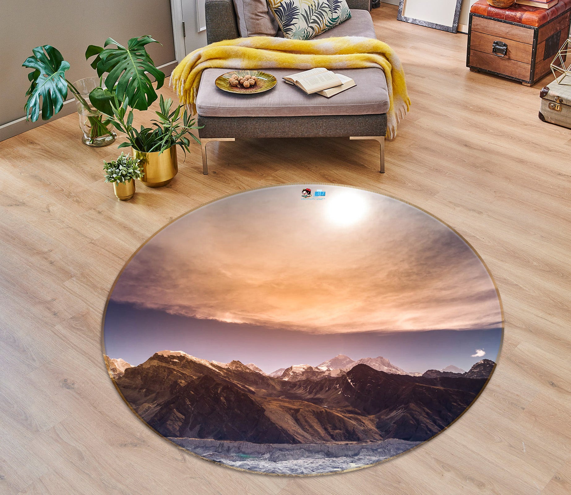 3D Mountains 75104 Round Non Slip Rug Mat