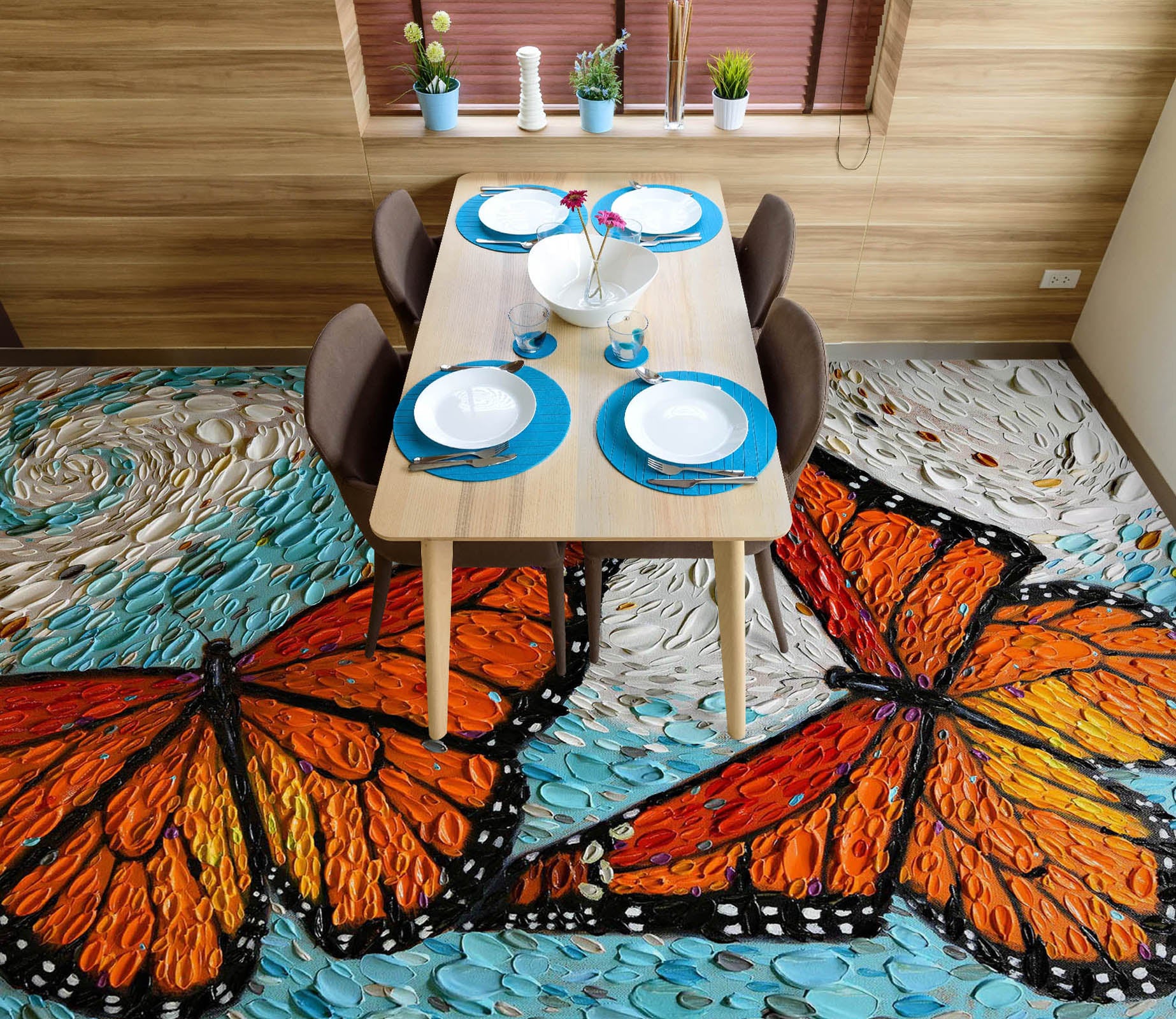 3D Two Butterflies 102174 Dena Tollefson Floor Mural