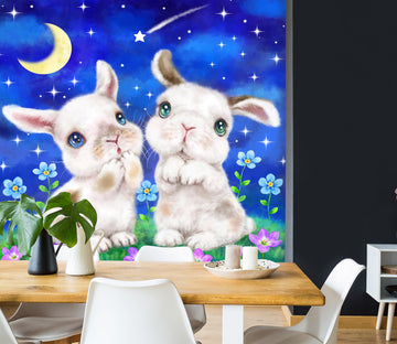 3D Moon Petals Bunny 5513 Kayomi Harai Wall Mural Wall Murals