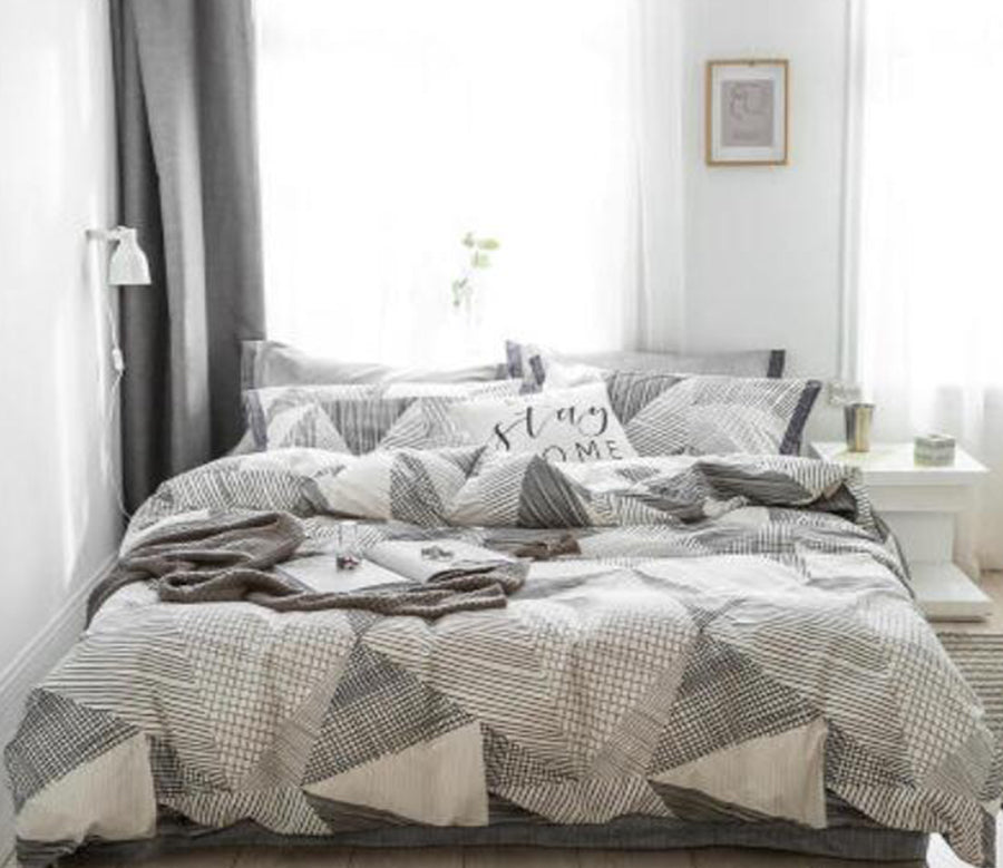 3D Gray Triangle 18103 Bed Pillowcases Quilt