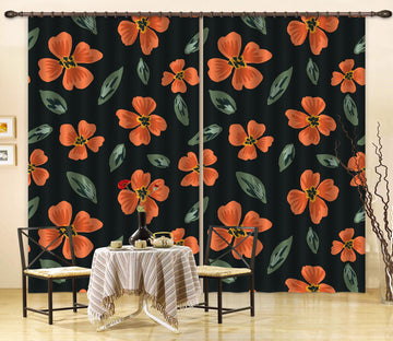 3D Orange Flowers Pattern 11159 Kashmira Jayaprakash Curtain Curtains Drapes
