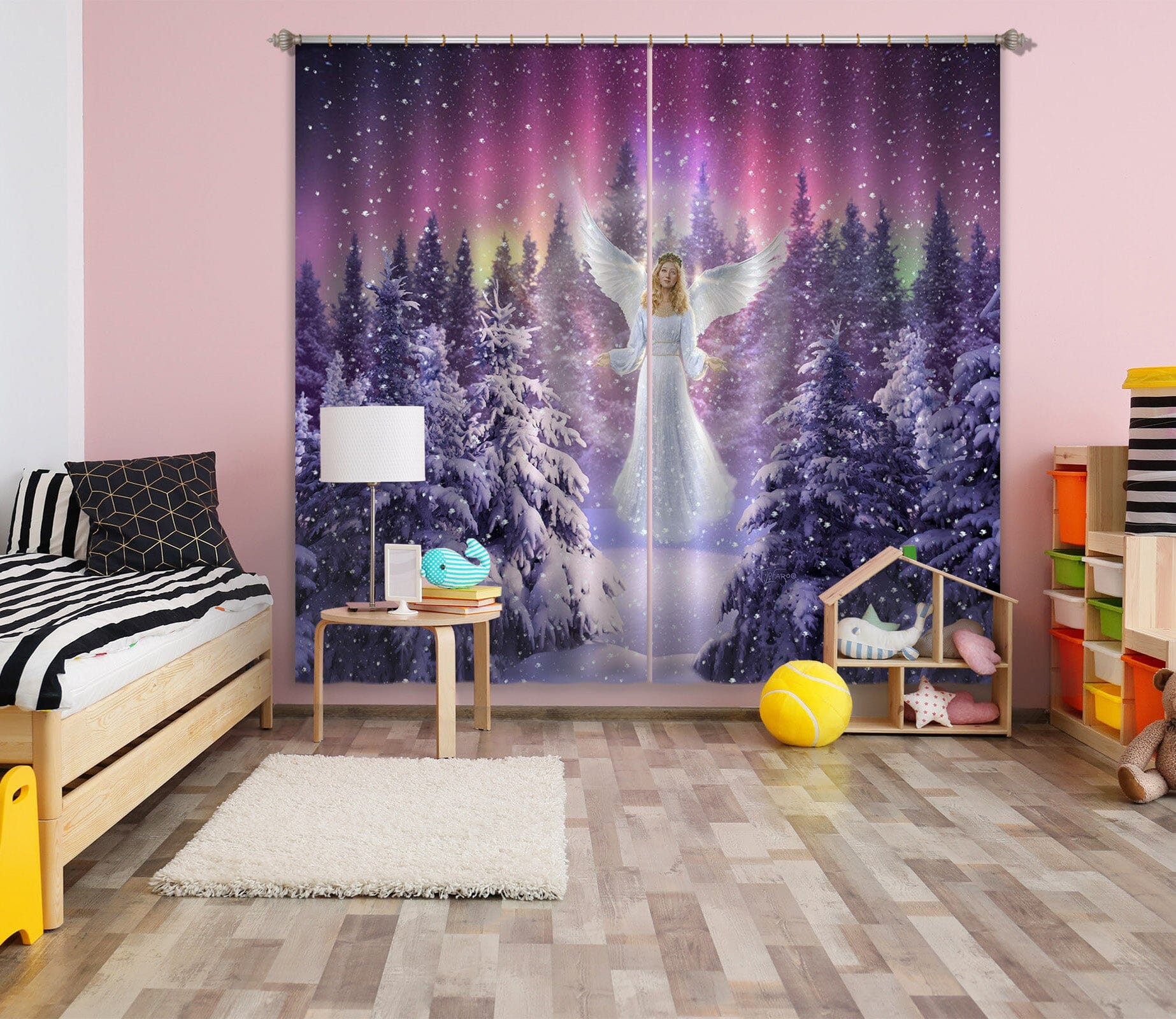 3D Snow Angel 075 Jerry LoFaro Curtain Curtains Drapes Curtains AJ Creativity Home 