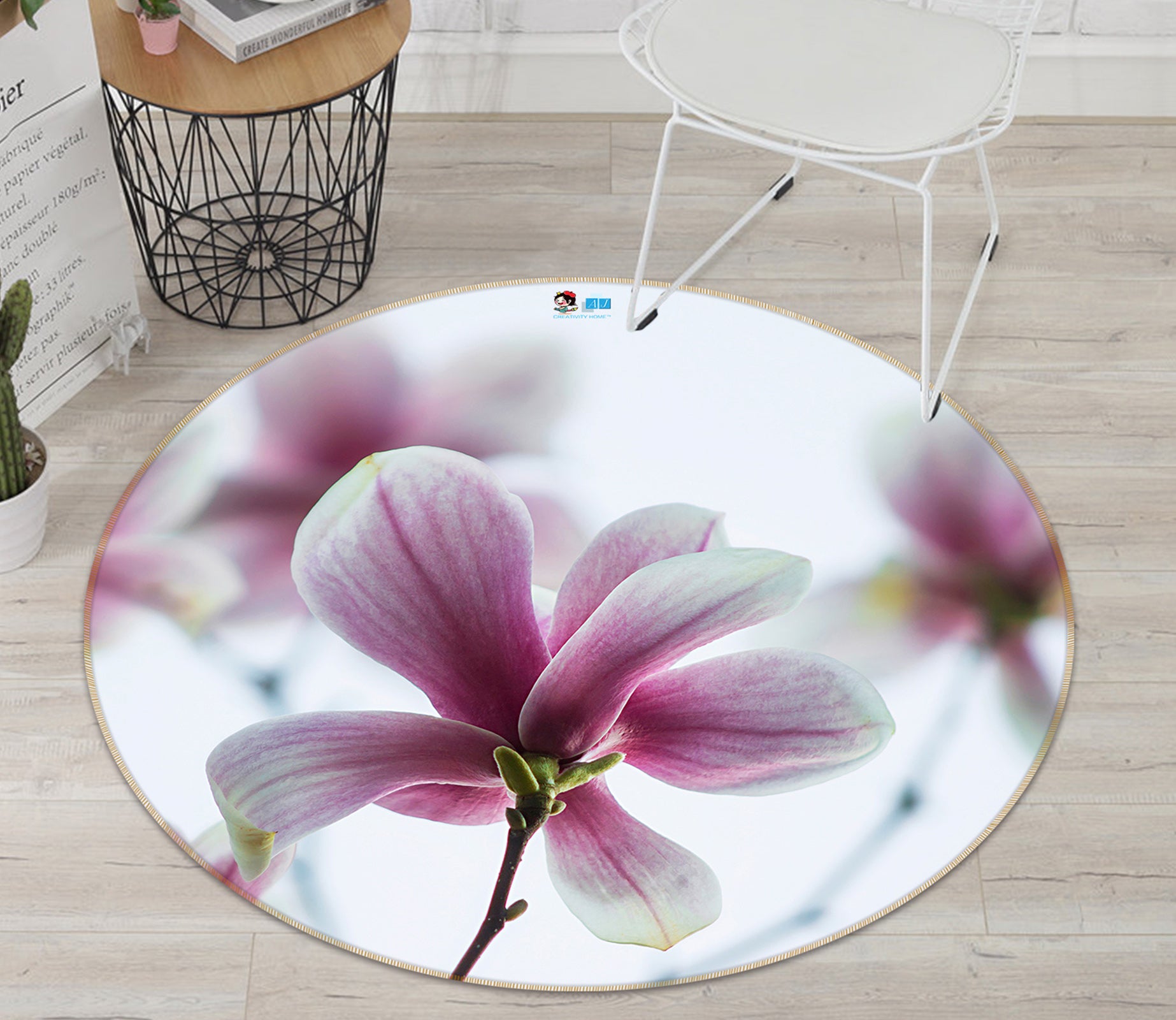3D Flowers 85121 Jerry LoFaro Rug Round Non Slip Rug Mat