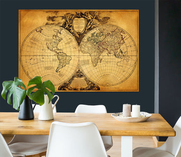 3D Sketch Globe 136 World Map Wall Sticker