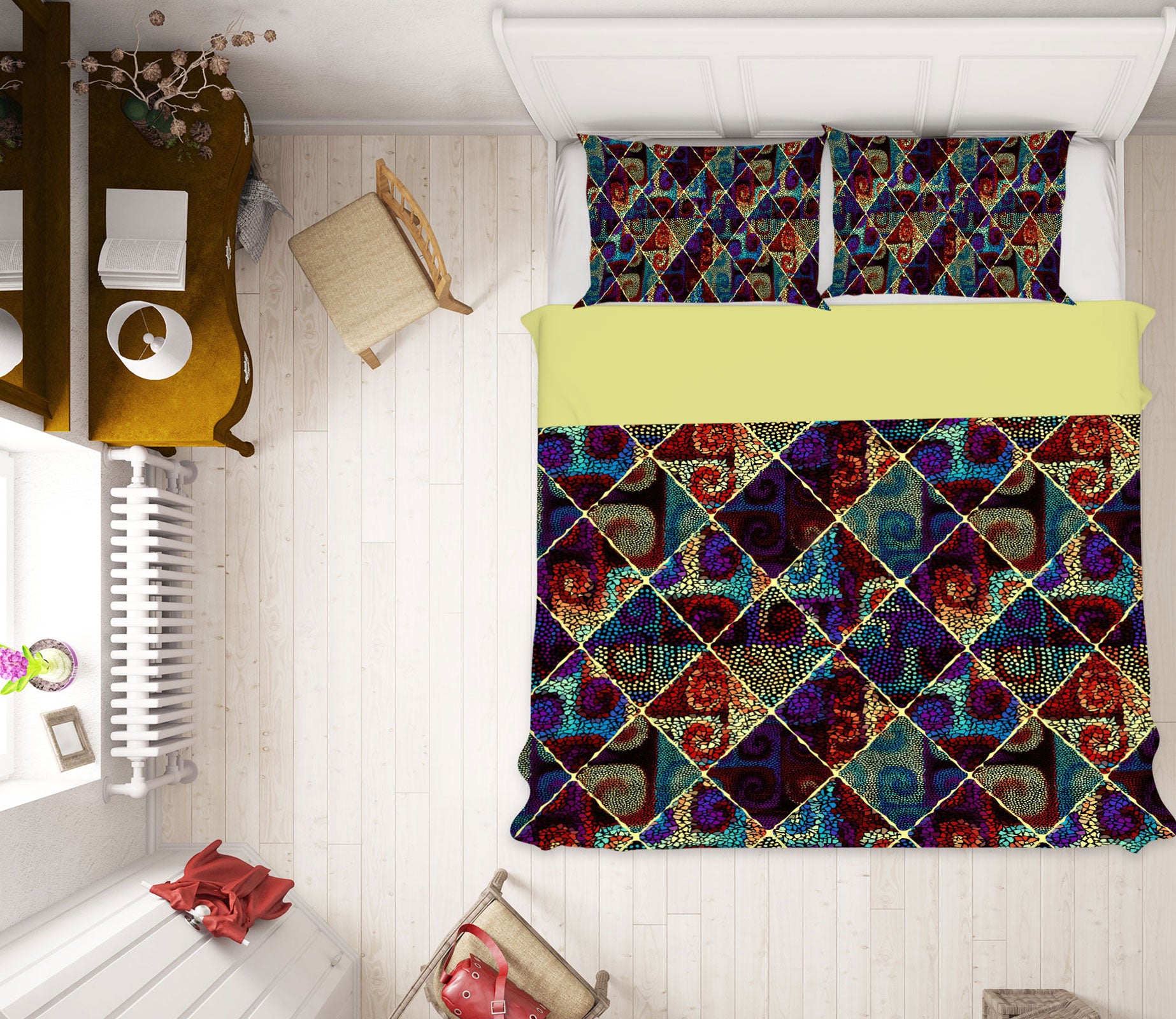 3D Square Pattern 14072 Bed Pillowcases Quilt