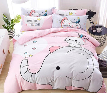 3D Cartoon Elephant 7134 Bed Pillowcases Quilt