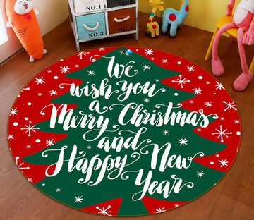 3D Tree 54168 Christmas Round Non Slip Rug Mat Xmas