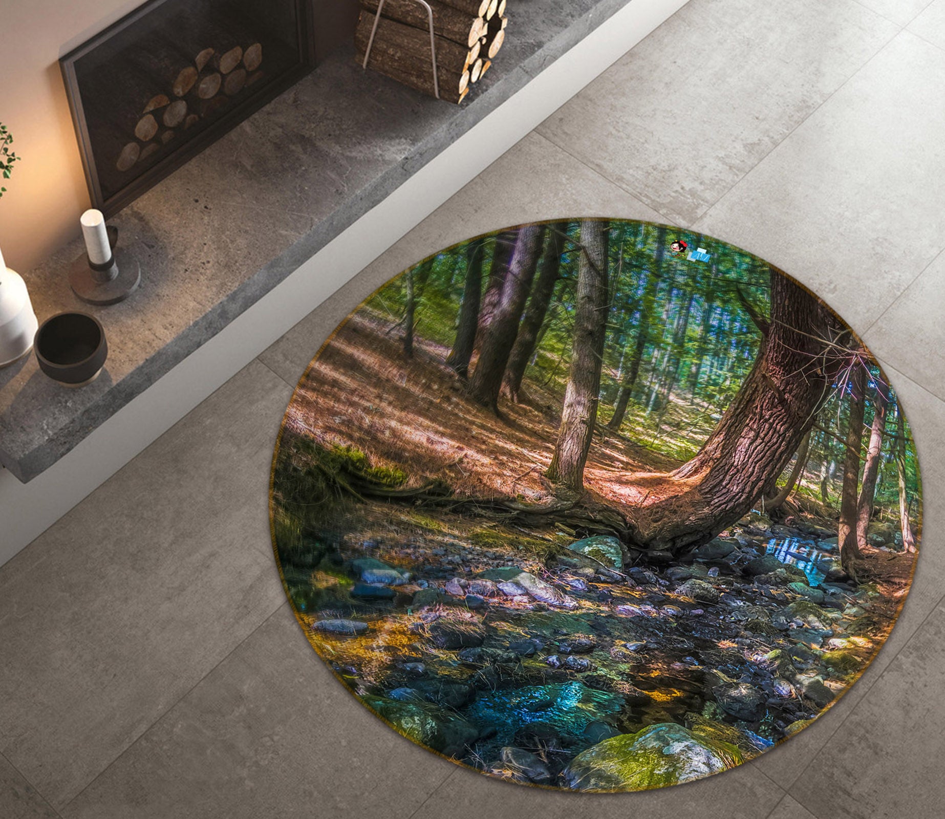 3D Parrish Woods 85111 Jerry LoFaro Rug Round Non Slip Rug Mat