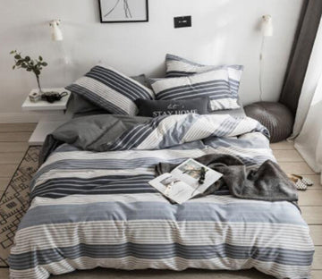 3D Grey Stripes 15084 Bed Pillowcases Quilt