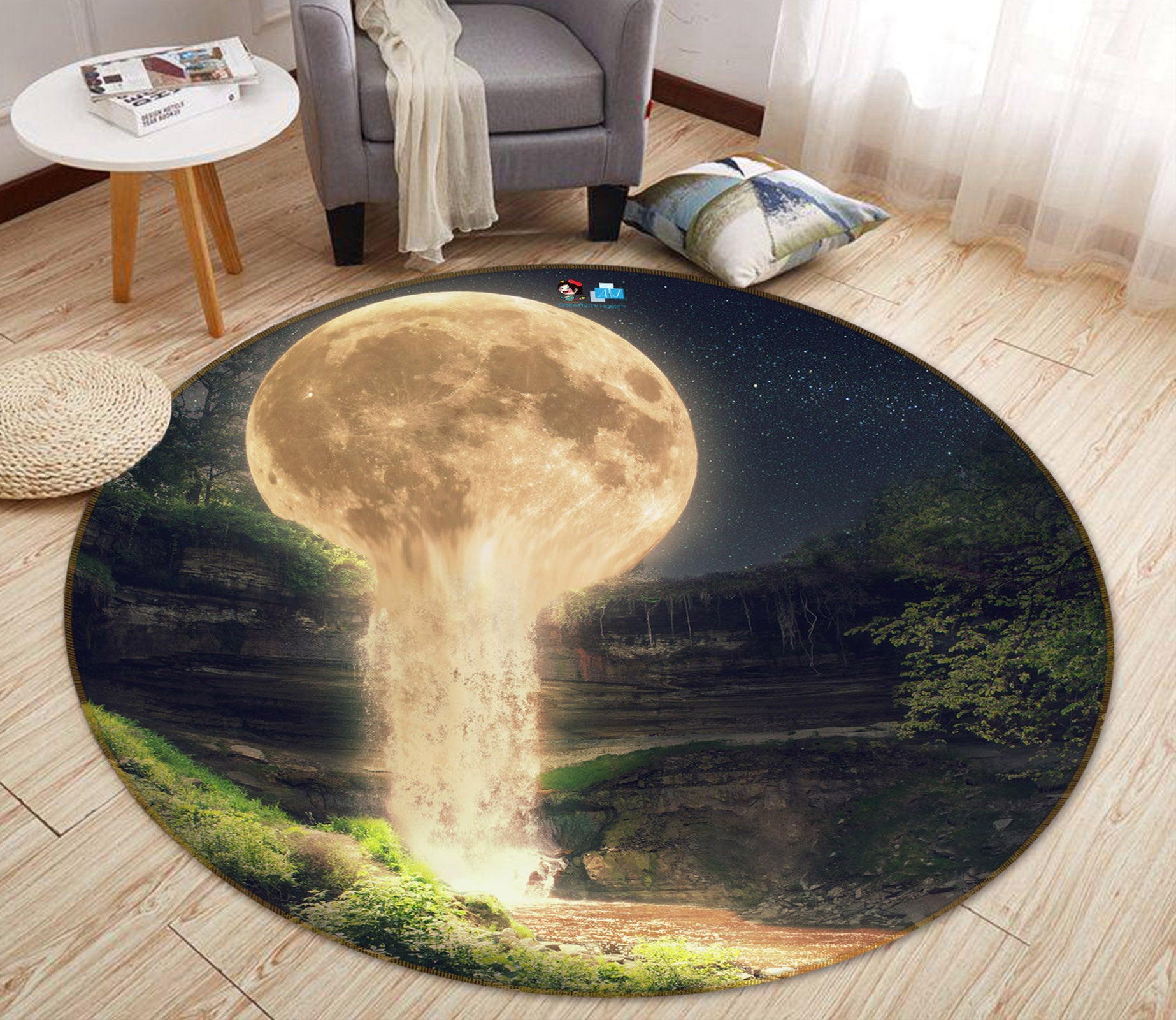 3D Moon 69179 Round Non Slip Rug Mat