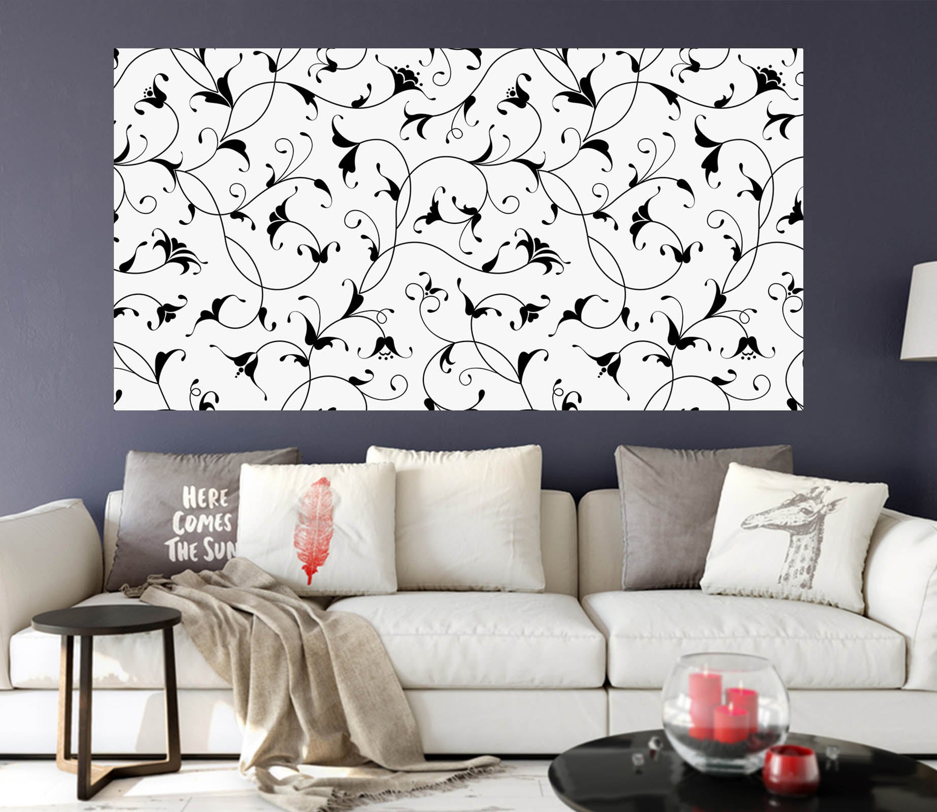 3D Black Flower Pattern 1071 Wall Sticker