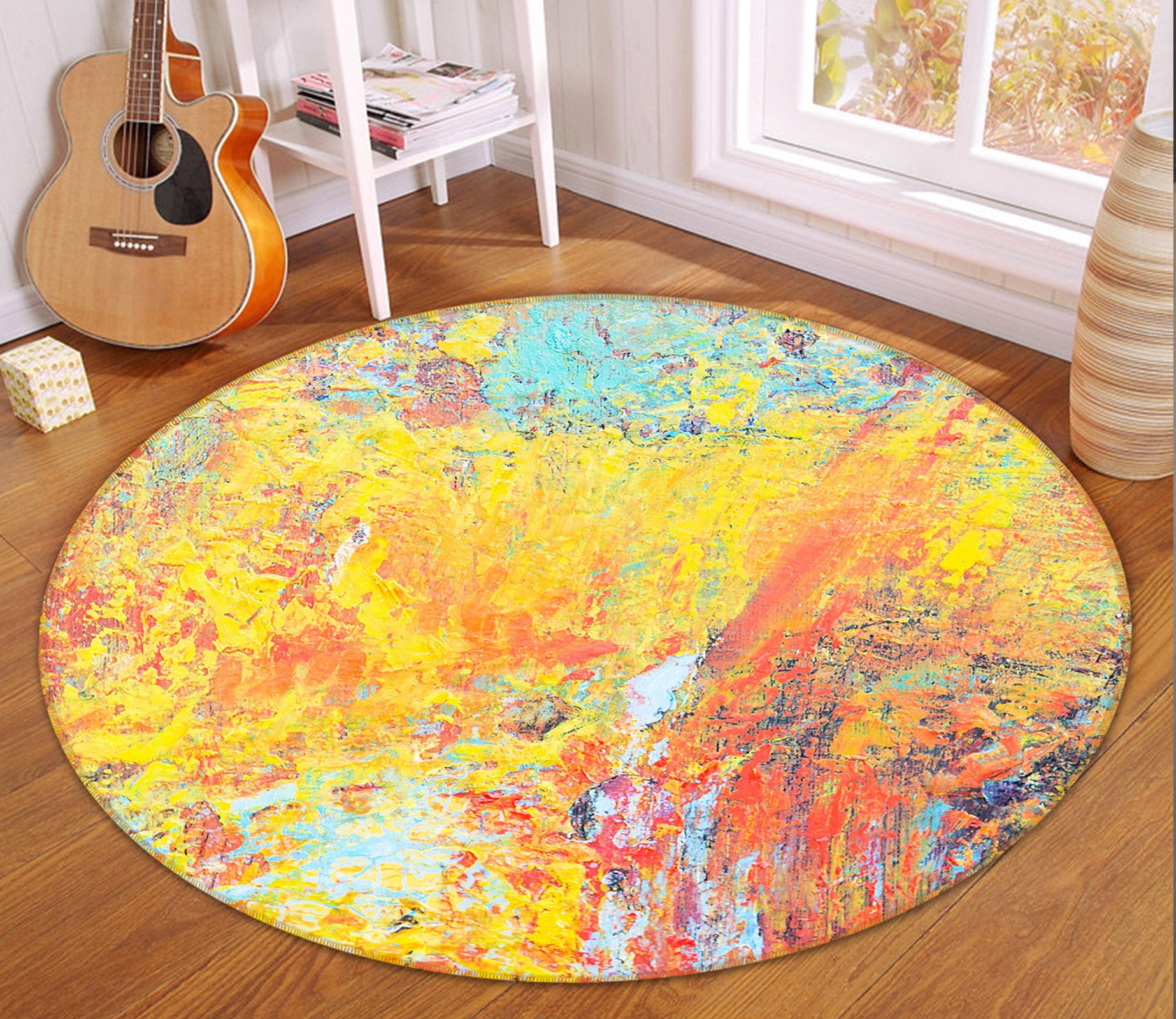 3D Color Pattern 71179 Round Non Slip Rug Mat
