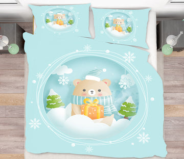 3D Snow Tree Bear 58238 Bed Pillowcases Quilt